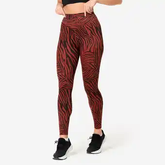 Decathlon Legging met hoge taille voor cardiofitness dames bruin aanbieding
