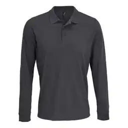 Decathlon Unisex poloshirt met lange mouwen van katoen voor volwassenen (Donkergrijs aanbieding