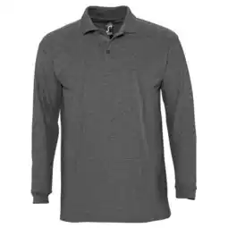 Decathlon Volwassenen winter II gemêleerd poloshirt met lange mouwen (Houtskoolmelange) aanbieding