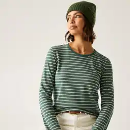 Decathlon Federica gestreept longsleeve shirt met ronde hals voor dames aanbieding