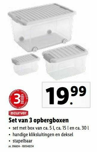 Lidl Set van 3 opbergboxen aanbieding