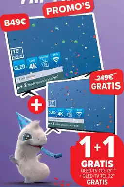 Carrefour QLED-TV TCL 75’’ + QLED-TV TCL 32’’ aanbieding