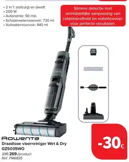 Carrefour Draadloze vloerreiniger Wet & Dry GZ5035WO aanbieding