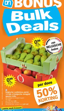 Albert Heijn Belgische conference peren 3.5 kilo of Belgische Jonagold appels 4 kilo aanbieding