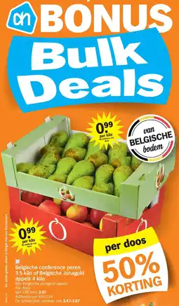 Albert Heijn Belgische conference peren 3.5 kilo of Belgische Jonagold appels 4 kilo aanbieding