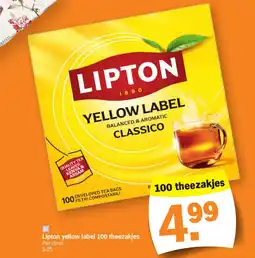 Albert Heijn Lipton yellow label 100 theezakjes aanbieding