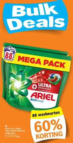Albert Heijn Ariel 4-in-1 pods+ Ultra vlekverwijderaar mega pack aanbieding