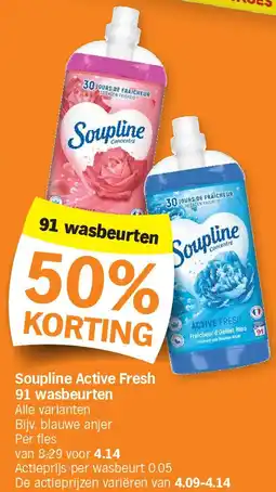 Albert Heijn Soupline Active Fresh 91 wasbeurten aanbieding