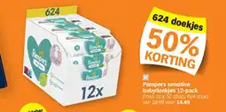 Albert Heijn Pampers sensitive babydoekjes 12-pack aanbieding