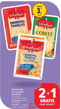 Carrefour Kaas geraspt of in sneetjes EntreMont aanbieding