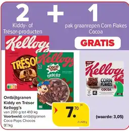 Carrefour Ontbijtgranen Kiddy en Trésor Kellogg’s aanbieding