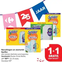 Carrefour Navullingen en starterkit Swiffer aanbieding