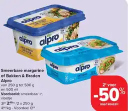 Carrefour Market Alpro Smeerbare margarine of Bakken & Braden aanbieding