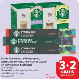 Carrefour Market Koffie Starbucks by Nespresso, Starbucks by NESCAFE Dolce Gusto en koffiebonen Starbucks aanbieding
