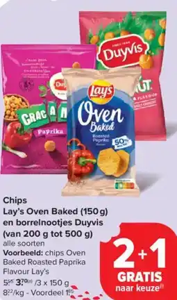 Carrefour Market Chips Lay's Oven Baked en borrelnootjes Duyvis aanbieding