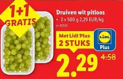 Lidl Druiven wit pitloos aanbieding