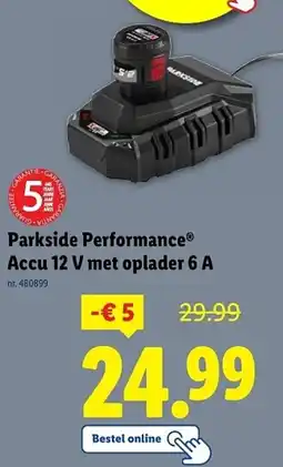 Lidl Parkside Performance Accu 12 V met oplader 6 A aanbieding