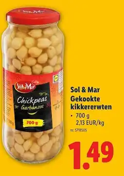 Lidl Sol & Mar Gekookte kikkererwten aanbieding
