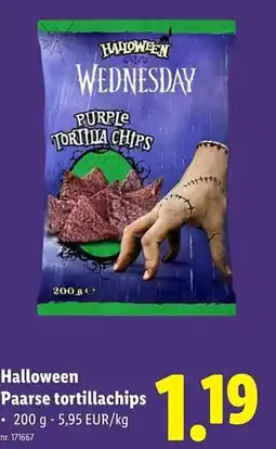 Lidl Halloween Paarse tortillachips aanbieding