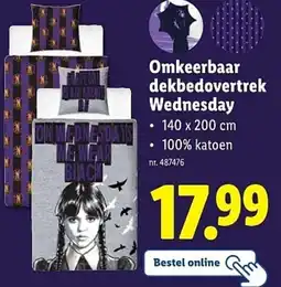 Lidl Omkeerbaar dekbedovertrek Wednesday aanbieding