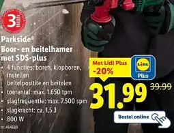 Lidl Parkside Boor- en beitelhamer met SDS-plus aanbieding