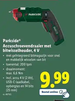Lidl Parkside accuschroevendraaier met bitwisselhouder aanbieding