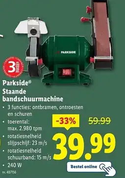 Lidl Parkside staande bandschuurmachine aanbieding