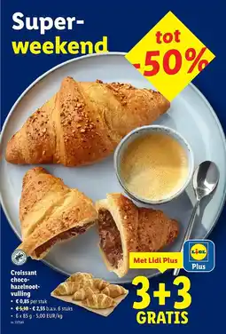 Lidl Croissant choco hazelnoot vulling aanbieding