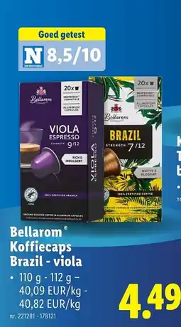 Lidl Bellarom koffiecaps brazil viola aanbieding