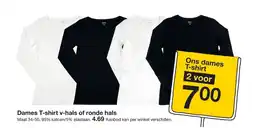 Zeeman Dames T-shirt v-hals of ronde hals aanbieding