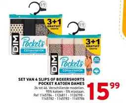 Trafic Set van 4 slips of boxershorts pocket katoen dames aanbieding