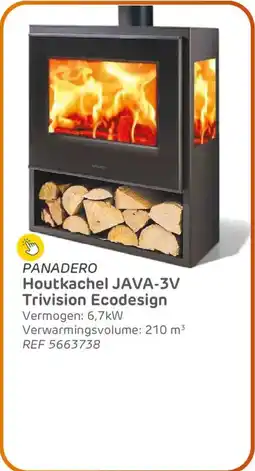 Brico Panadero houtkachel java-3V trivision ecodesign aanbieding