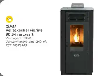 Qlima Pelletkachel Fiorina 90 S-line zwart ref 10072483