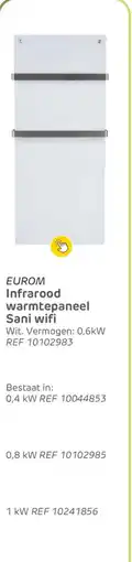 Brico Eurom Infrarood warmtepaneel Sani wifi ref 10102983 aanbieding
