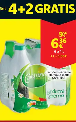 Cora Campina Lait demi-écrémé Halfvolle melk aanbieding