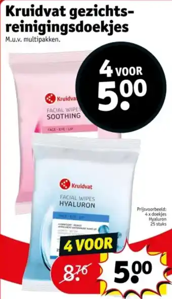 Kruidvat Kruidvat gezichts reinigingsdoekjes aanbieding