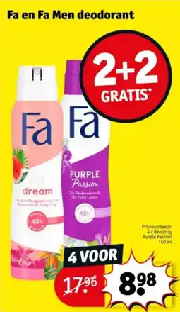 Kruidvat Fa en Fa Men deodorant aanbieding