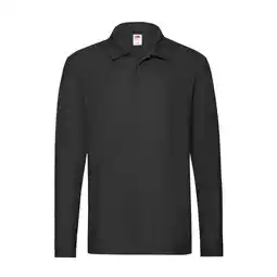 Decathlon Heren Premium poloshirt met lange mouwen (Zwart) aanbieding