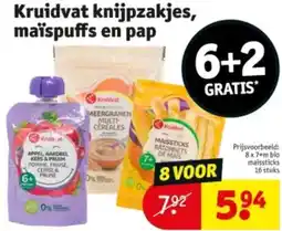 Kruidvat Kruidvat knijpzakjes, maïspuffs en pap aanbieding