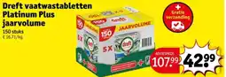 Kruidvat Dreft vaatwastabletten Platinum Plus jaarvolume aanbieding