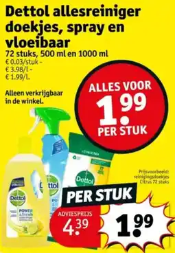 Kruidvat Dettol allesreiniger doekjes, spray en vloeibaar aanbieding