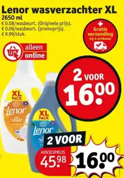 Kruidvat Lenor wasverzachter XL aanbieding