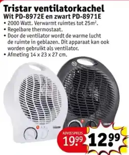 Kruidvat Tristar ventilatorkachel Wit PD-8972E en zwart PD-8971E aanbieding