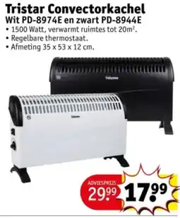 Kruidvat Tristar Convectorkachel Wit PD-8974E en zwart PD-8944E aanbieding