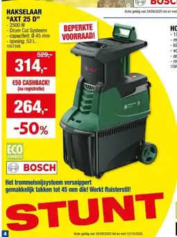Hubo Bosch AXT 25 D fluisterhakselaar 2500W aanbieding