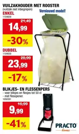 Hubo Practo Home vuilniszakhouder dubbel + rooster aanbieding