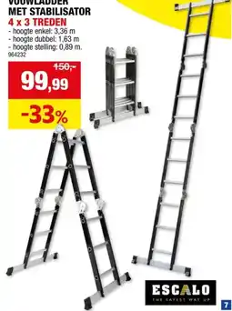 Hubo Escalo vouwladder met stabilisator 4x3 sporten aanbieding