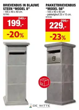 Hubo De Witte Model 8 brievenbus blauwe hardsteen aanbieding