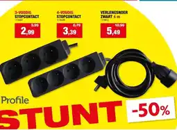 Hubo Profile stekkerdoos 4x met kabel 60cm zwart aanbieding