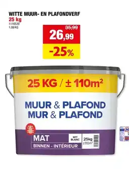 Hubo WITTE MUUR- EN PLAFONDVERF 25 kg aanbieding
